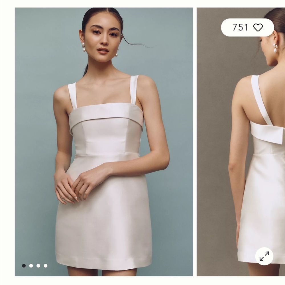 BHLDN Ivory Satin Mini Dress